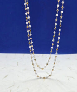 Golden small white and golden pearls necklace