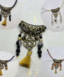 Celtic knot and beads cord necklace