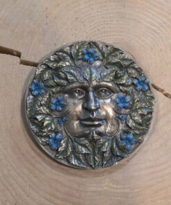 Greenman blue flowers Beltane