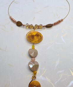 Golden spiral pendant necklace choker