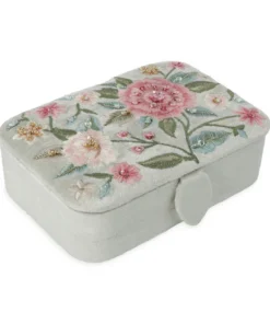 Jewellery / tarot box velvet mint green with flowers