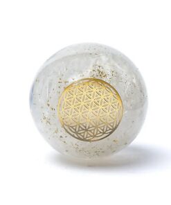 Orgonite sphere selenite flower of life